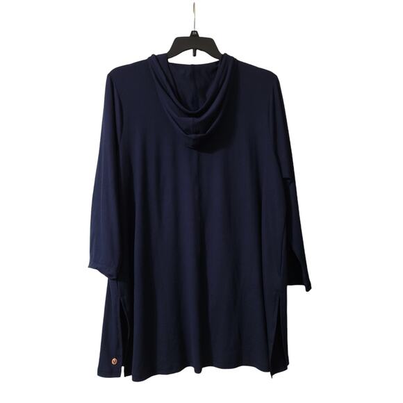 Lane Bryant LIVI Soft 18/20 Navy Hoodie Plus Size Tunic Top Activewear Irregular - Picture 2 of 9